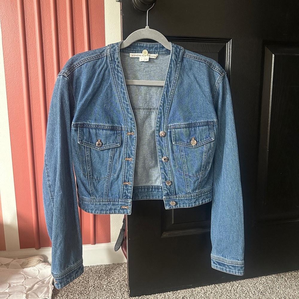 Veronica Beard Blue Cropped Jean Jacket